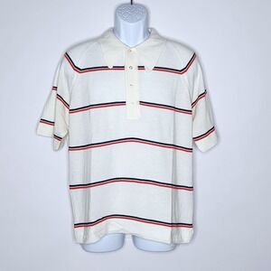 Vintage 70s Lord Jeff Orlon Knit Pull Over Short Sleeve Polo Sweater Sz. L